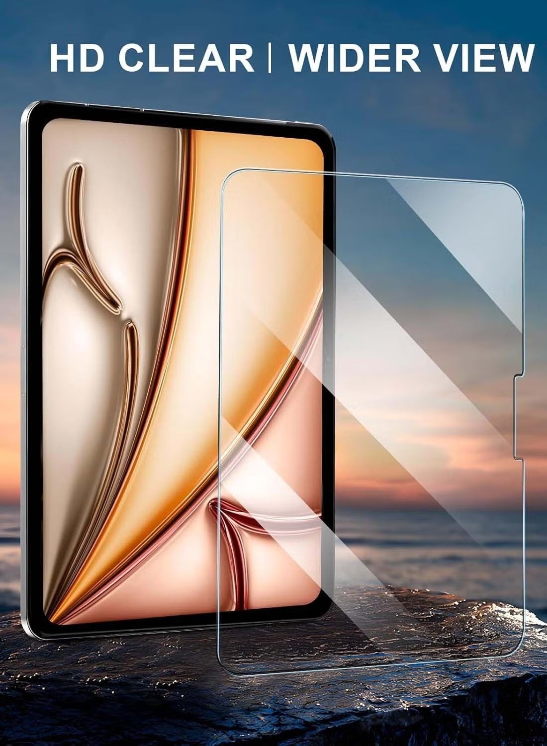 Wtech [2 PACK] Apple iPad Air 2025 (7th Generation) M3 13 inch Nano Ceramic Full Glue Full Cover Matte Flexible Screen Protector (TSCNMN) - Clear/Black